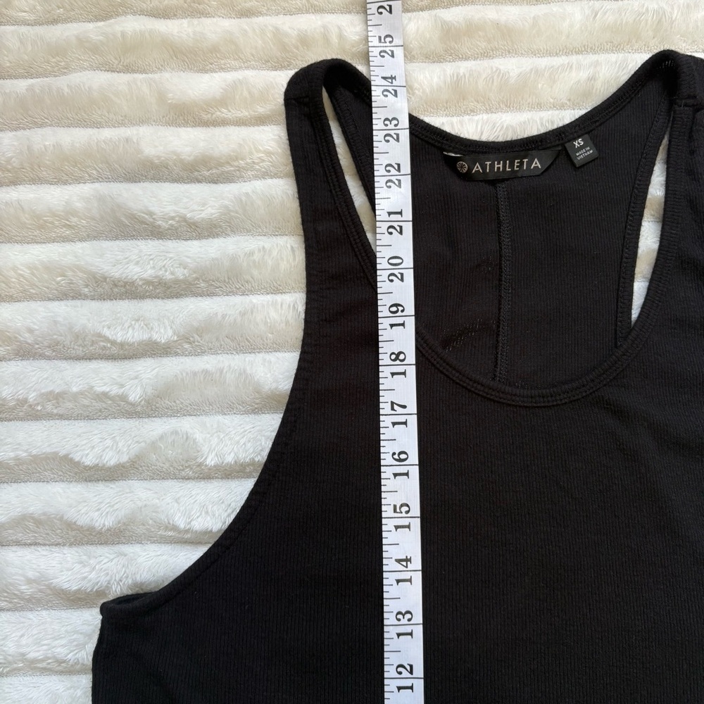 ATHLETA Black Ribbed Open Back Racerback Tank Top Modal XS Pilates - Picture 7 of 7